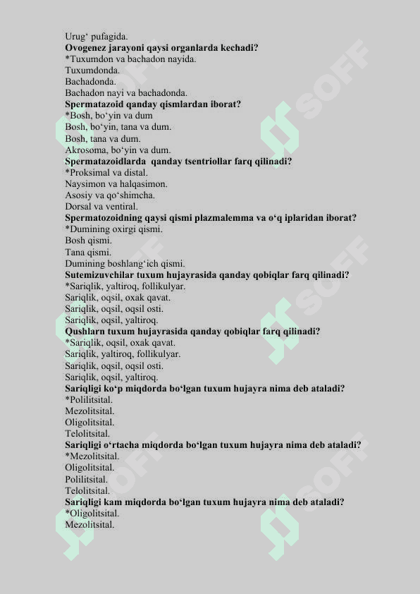 Koʻpayish va toʻqima mavzusiga oid test savollari 2