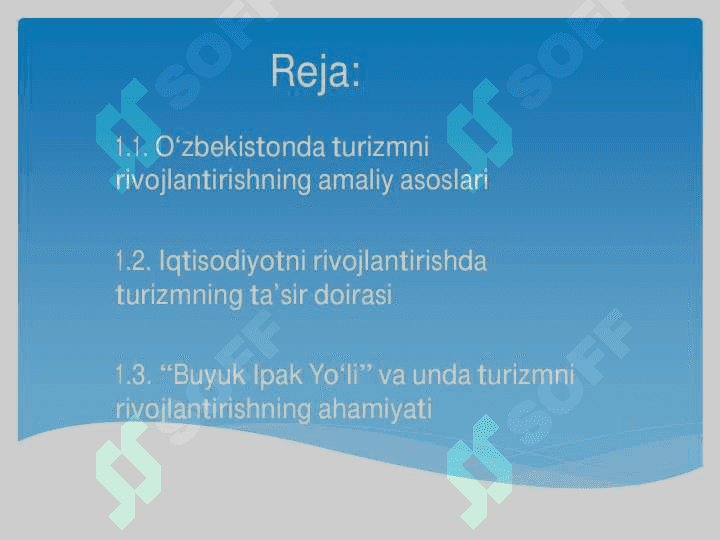 TURIZMNI RIVOJLANTIRISHNING NAZARIY VA AMALIY ASOSLARI MAVZUSIDA TAQDIMOT VA TEST VA KROSSVORD 7