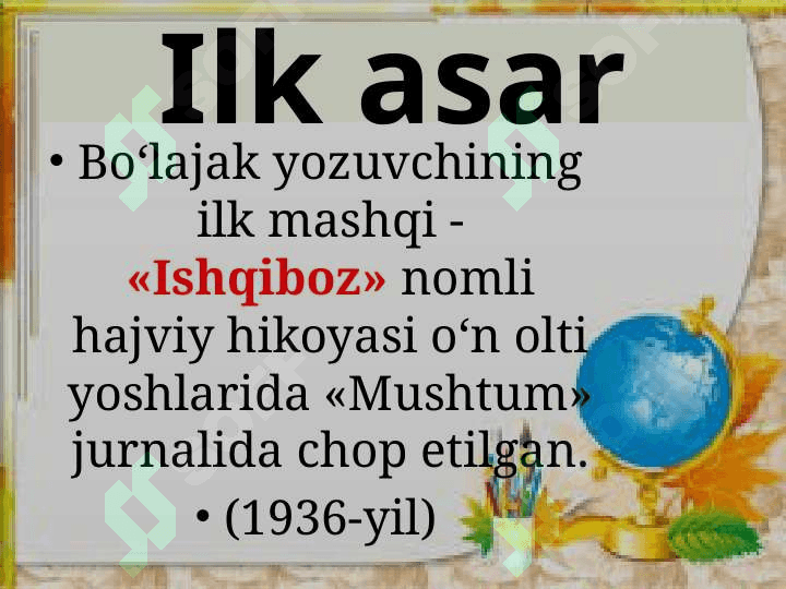 Said Ahmad Ufq romani asosida slaydlar 5