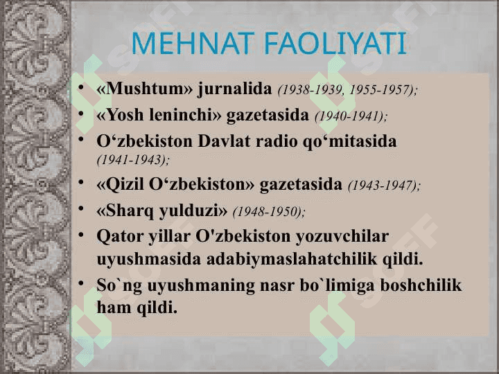 Said Ahmad Ufq romani asosida slaydlar 6