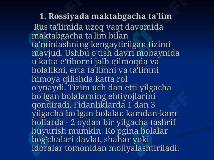 Rossiyada ta’lim tizimi isloxatlari 2