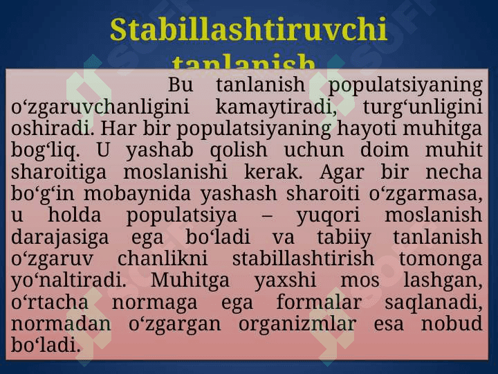 TABIIY TANLANISH VA UNING TURLARI 5