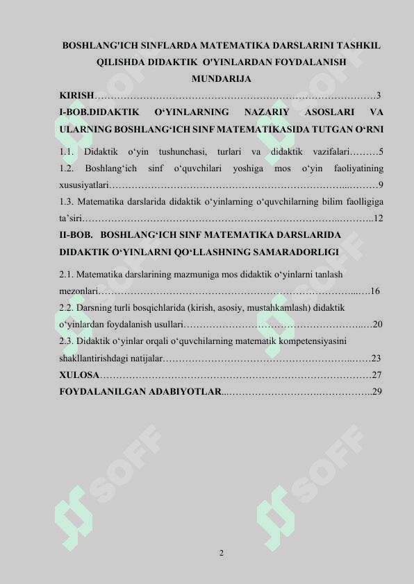BOSHLANG'ICH SINFLARDA MATEMATIKA DARSLARINI TASHKIL QILISHDA DIDAKTIK  O'YINLARDAN FOYDALANISH 2