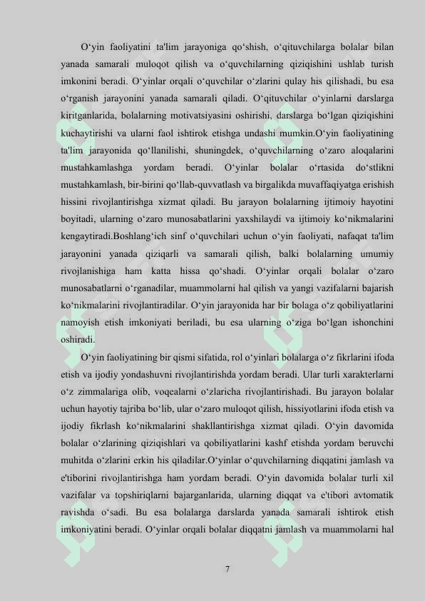 BOSHLANG'ICH SINFLARDA MATEMATIKA DARSLARINI TASHKIL QILISHDA DIDAKTIK  O'YINLARDAN FOYDALANISH 7