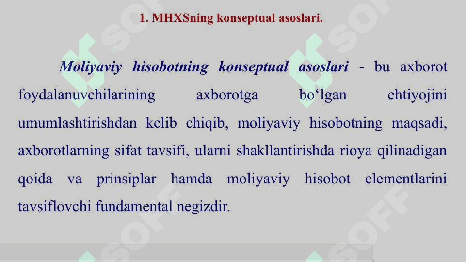 Moliyaviy hisobotni taqdim etishning konseptual asosi 6