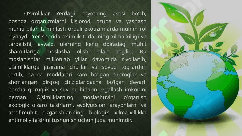 O’simliklarning yangi muhitga moslashuvi 4