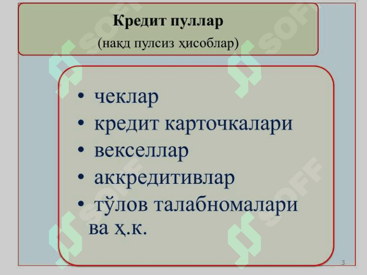 Moliya tizimi, pul muomilasi, kredit va banklar 3