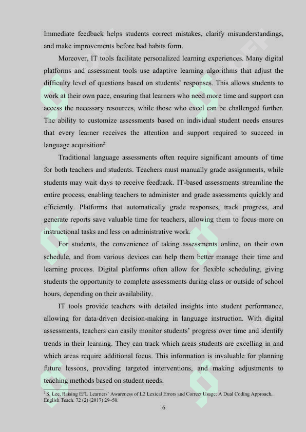 USING IT FOR LANGUAGE ASSESSMENT IN TEACHING ENGLISH TO 5TH GRADERS 6