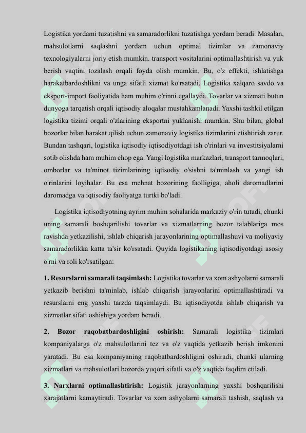 Logistik tizim faoliyat yuritilishini baholash . 4