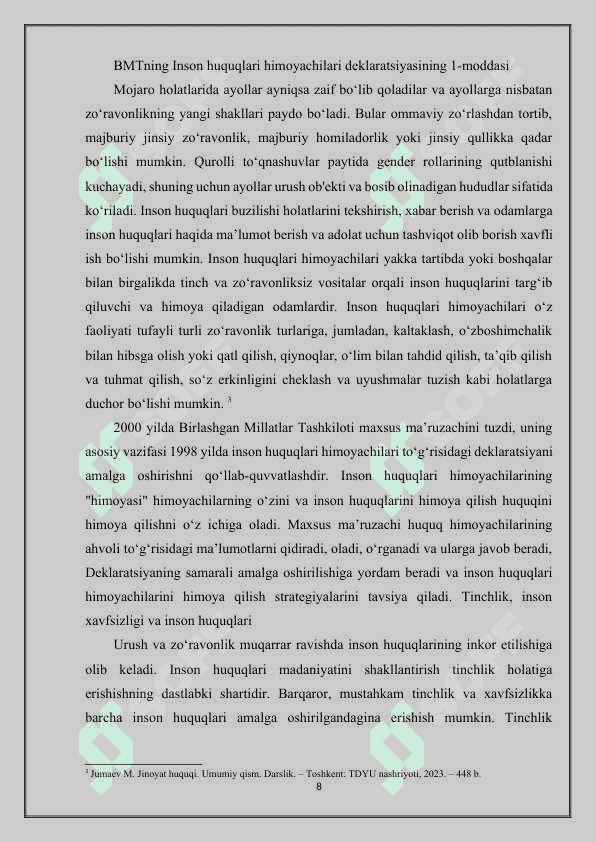 Tazyiqni, zo‘ravonlikni yoki shavqatsizlikni targ‘ib qiluvchi maxsulotni tayyorlash, olib kirish, tarqatish, reklama qilish, namoyish etish jinoyatining jinoiy huquqiy tavsifi. (nazariya va amaliyot) 8