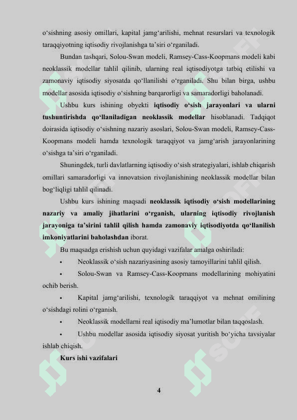 Iqtisodiy o'sishning neoklassik modellari 4
