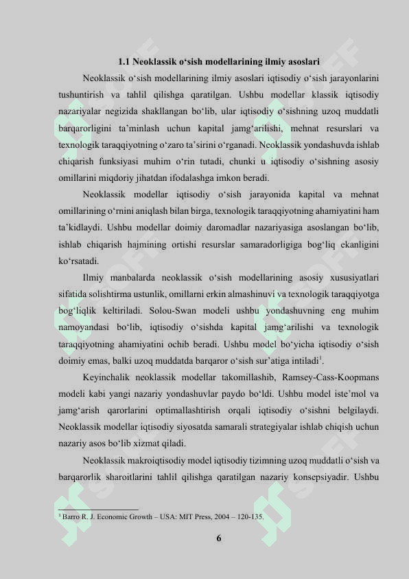 Iqtisodiy o'sishning neoklassik modellari 6
