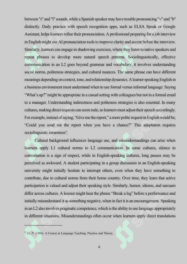 THE ROLE OF TEACHERS IN DEVELOPING LEARNERS' SPEAKING SKILLS 6