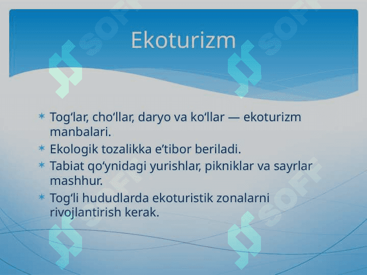 O‘zbekistonda turizmning qaysi turlarini kengroq rivojlantirish mumkin 4