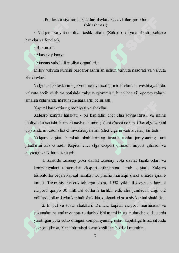 Kichik ochiq iqtisodiyot modeli 7
