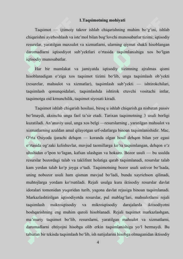 Resurslarni optimal taqsimlash va ulardan samarali foydalanish Kurs ishi 4