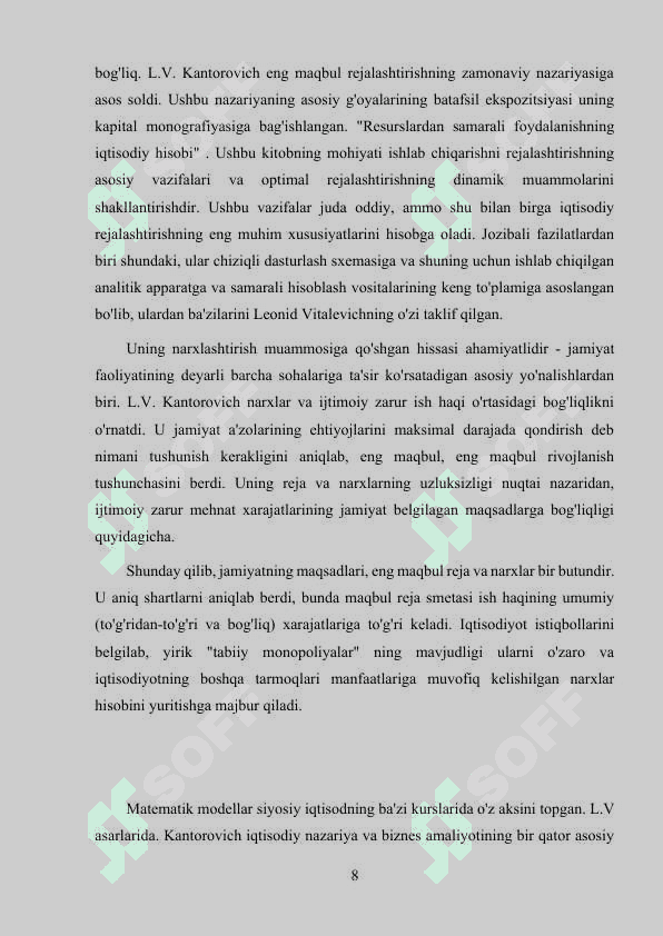 Resurslarni optimal taqsimlash va ulardan samarali foydalanish Kurs ishi 8
