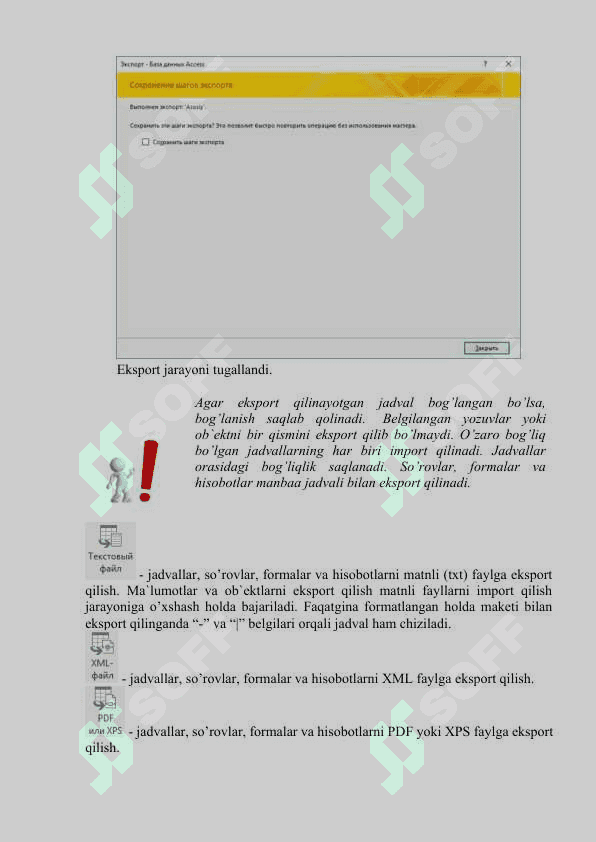 Ma`lumotlarni eksport qilish. 4