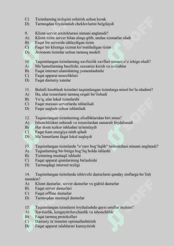 TAQSIMLANGAN TIZIMLAR 2