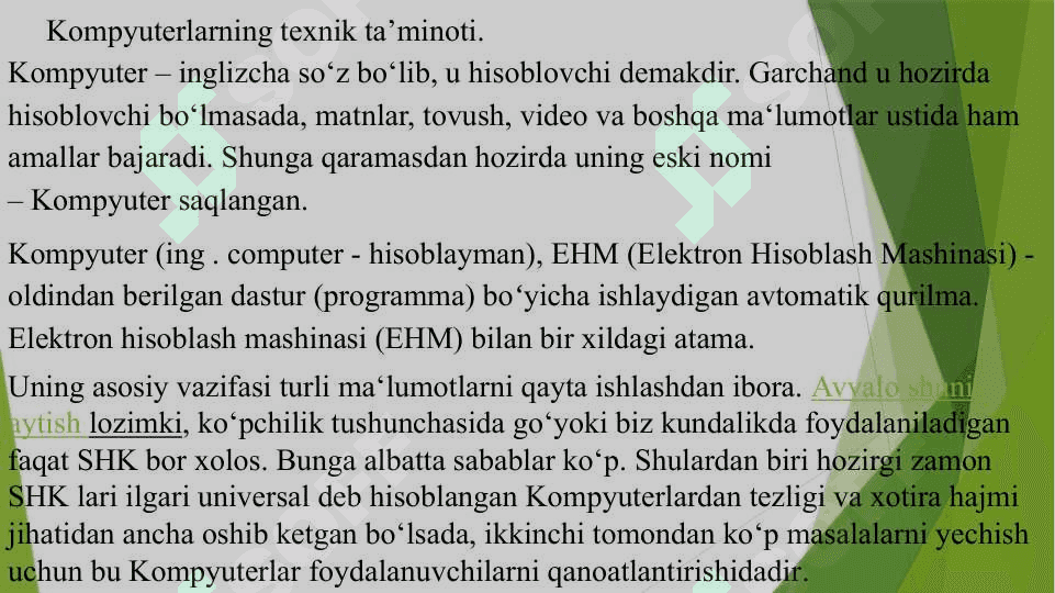 Axborot texnologiyalar ta’minoti. Texnik ta’minot, dasturiy ta’minot 6