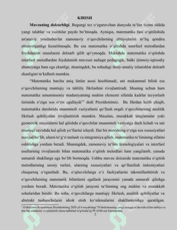 Maktabda matematika o'qitishda interfaol metodlardan foydalanish 2