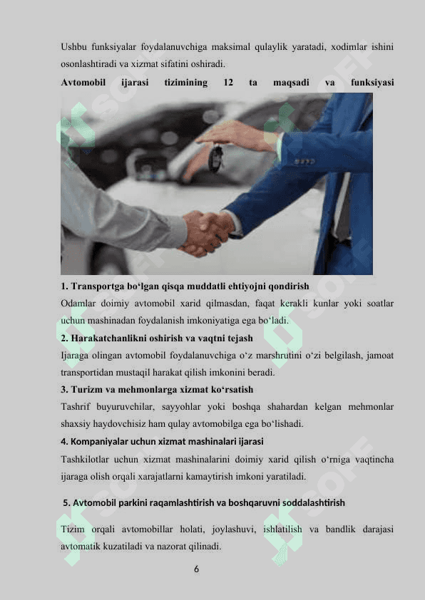 Avtomabillarni ijaraga berishni boshqarish tizimi 6