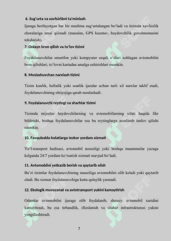 Avtomabillarni ijaraga berishni boshqarish tizimi 7