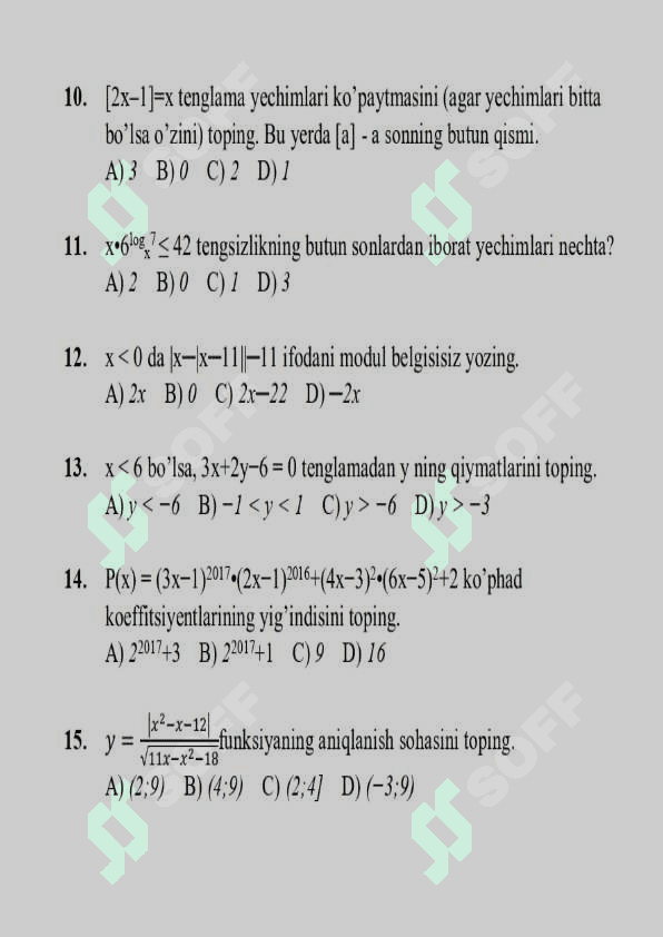 Matematika testlar DTM testlar 3