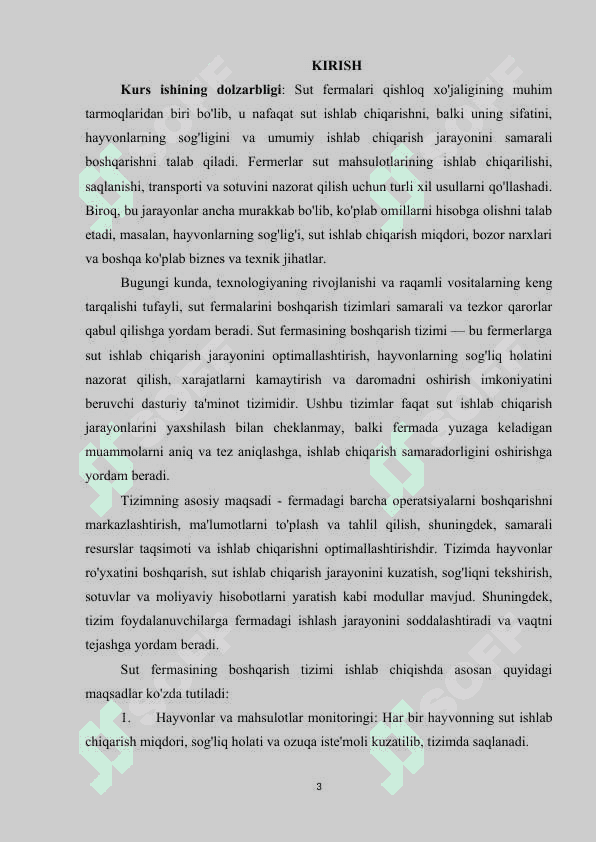 SUT FERMASINING BOSHQARISH TIZIMINI YARATISH 2