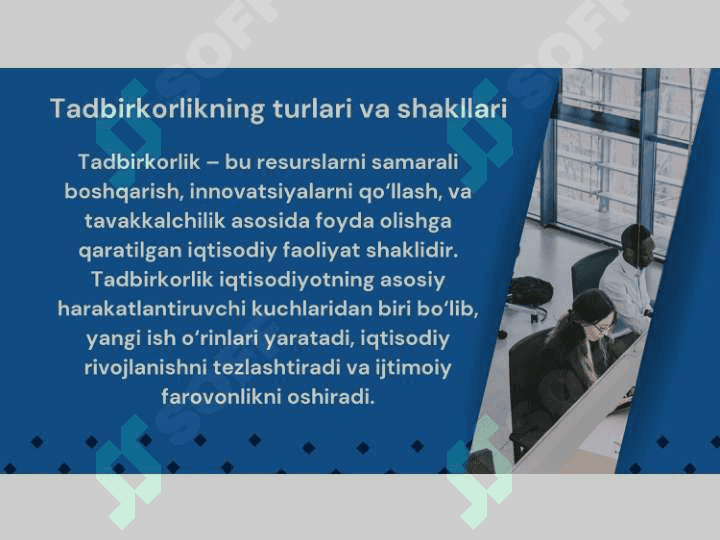 Tadbirkorlik turlari va shakllari 2