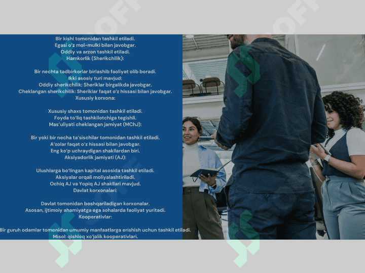 Tadbirkorlik turlari va shakllari 4