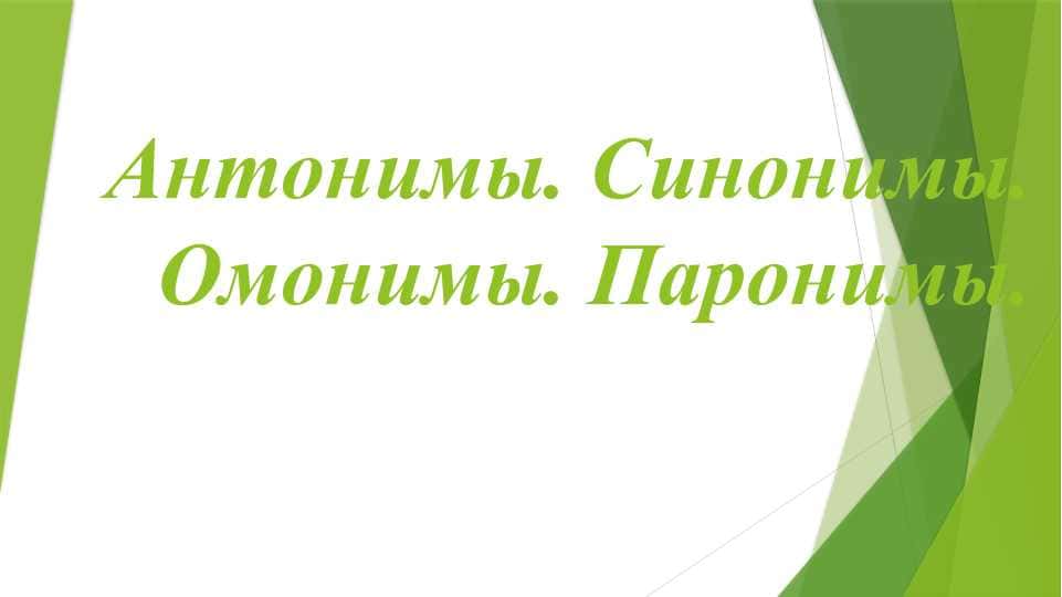 Антонимы. Синонимы. Омонимы. Паронимы