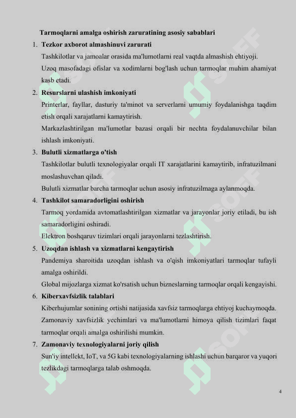 Kompyuter tarmoqlarini amalga oshirish masalalari 4