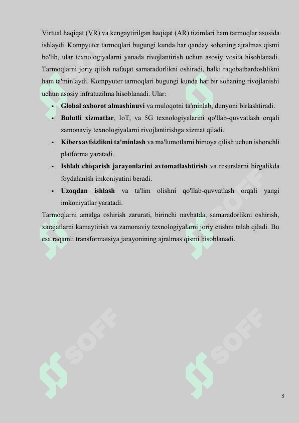 Kompyuter tarmoqlarini amalga oshirish masalalari 5