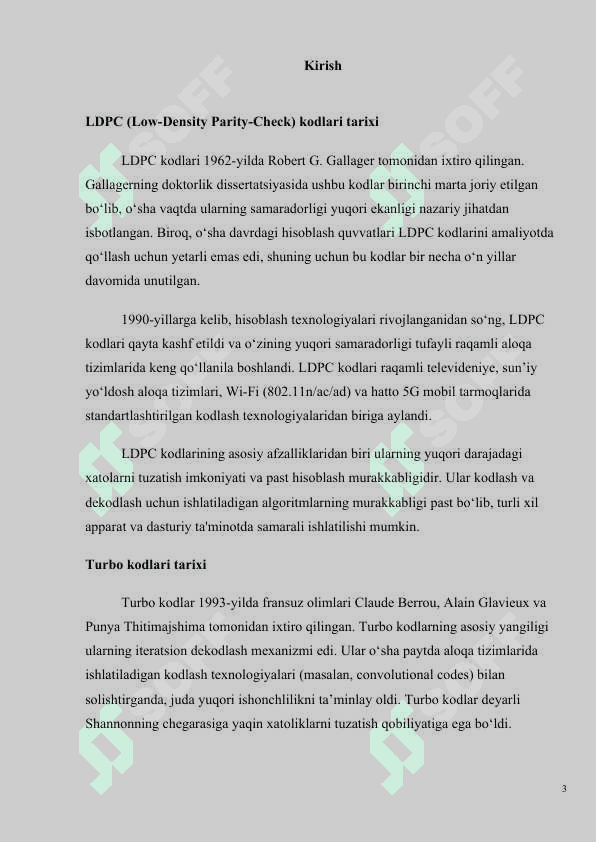 Matlab muxitida LDPC va Turbo kodlarini kodlash va dekodlash jarayonini modellashtirish. 3