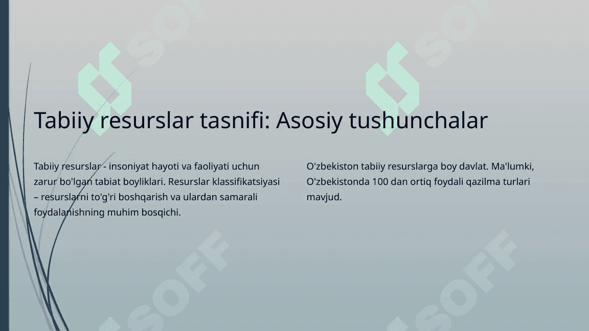 Tabiiy resurslar tasnifi. 2
