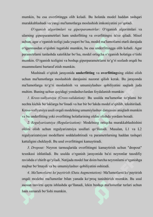 Mashinali o‘qitishda Bias va Variance tushunchalari. 6