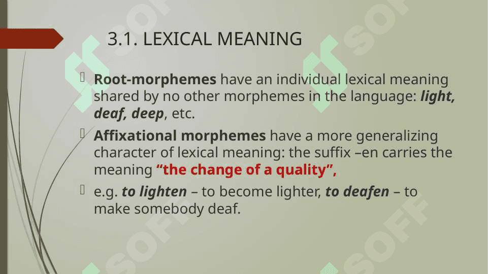 The morphemic structure of the English language 7