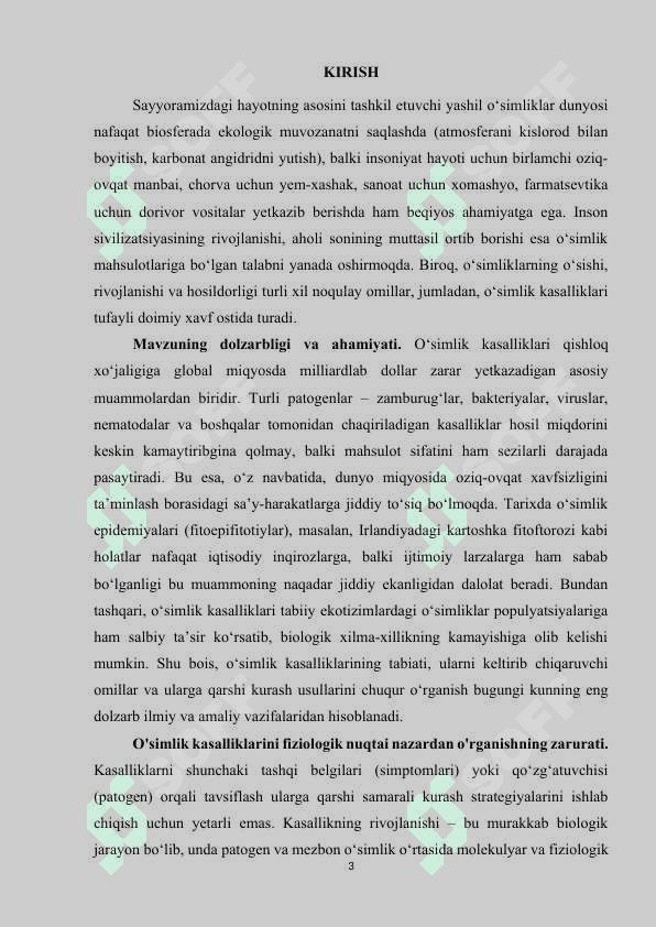 O‘simliklarda uchraydigan kasalliklar.Patogenlar 3