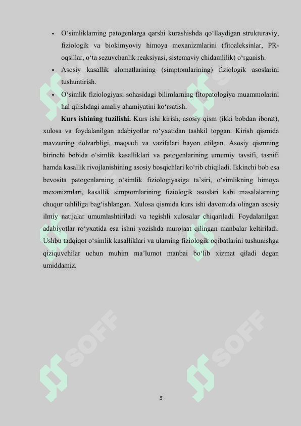O‘simliklarda uchraydigan kasalliklar.Patogenlar 5