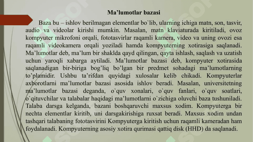 “Realyatsion ma’lumotlar bazalarini yuqori darajadagi dasturlash tillari bilan ishlash” 3