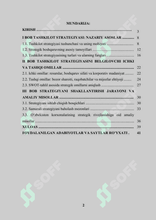 TASHKILOT STRATEGIYASINI BELGILOVCHI OMILLAR 2