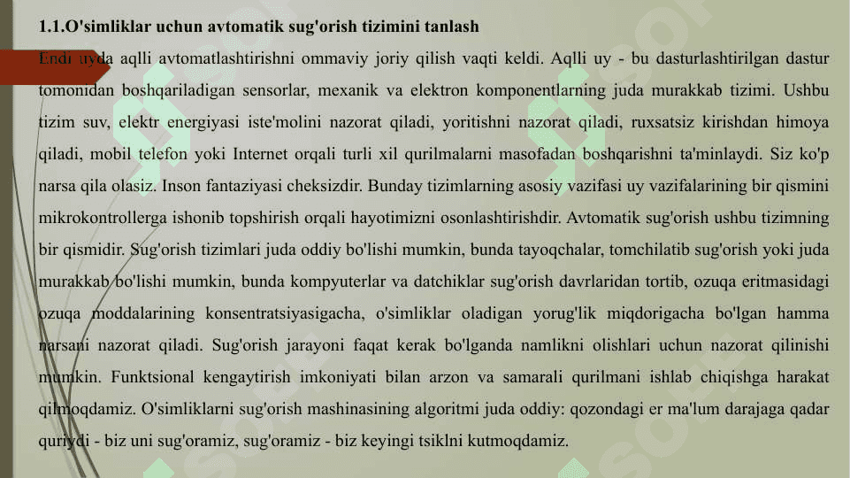 Gullarni avtomatik sug’orishni avtomatlashtirish dasturi va loyihasini ishlab chiqish 2
