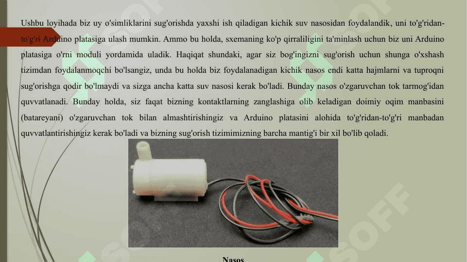 Gullarni avtomatik sug’orishni avtomatlashtirish dasturi va loyihasini ishlab chiqish 6