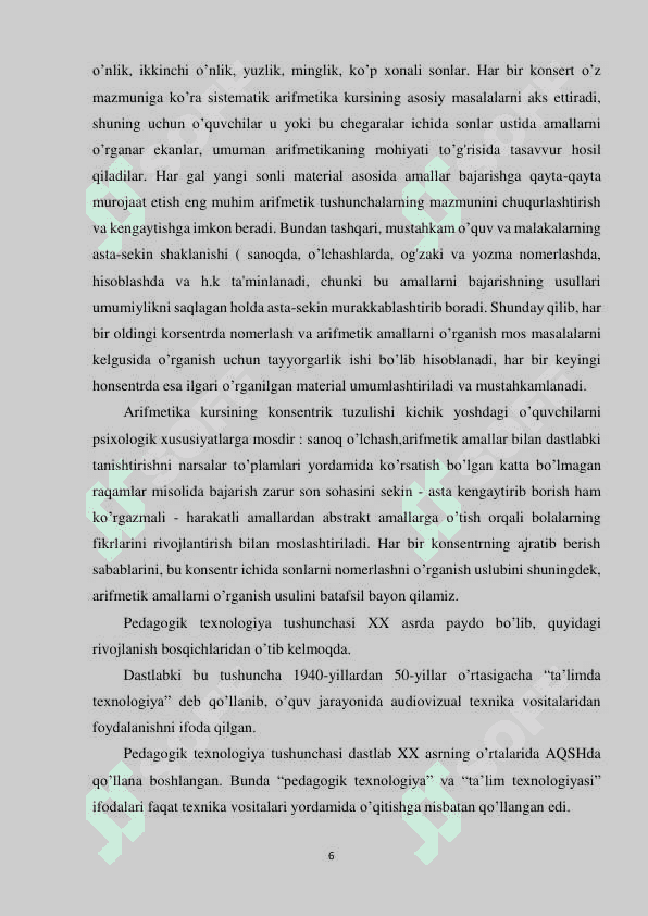 O’ZBEKISTON RESPUBLIKASI OLIY TA’LIM, FAN VA INNOVATSIYALAR TA`LIM VAZIRLIGI 6