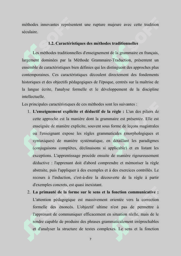 L'intensification de l'apprentissage dans la méthodologie française. 7