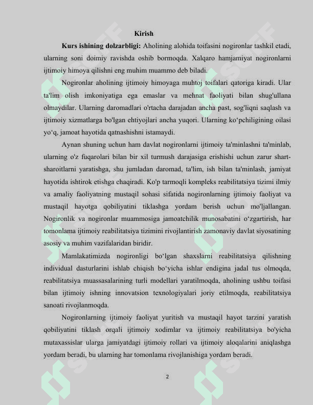 Nogironligi bo'lgan shaxslarning reabilitatsiya qilish dasturi 2