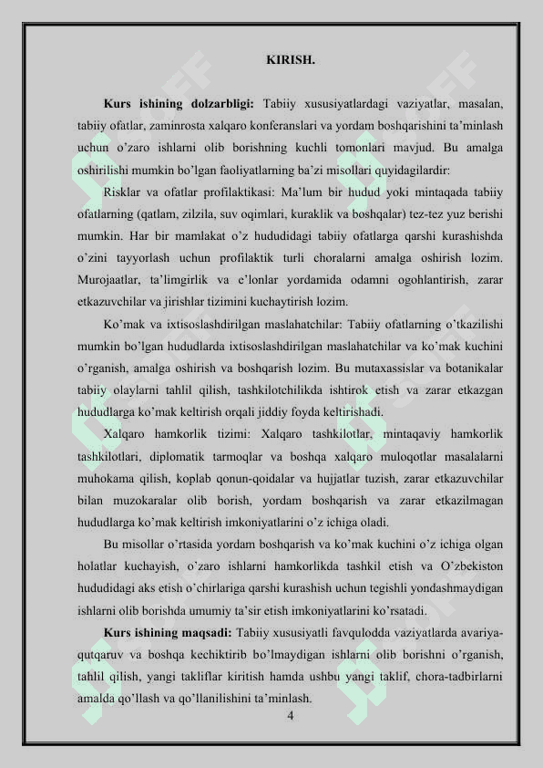 Tabiiy xususiyatli favqulodda vaziyatlarda avariya-qutqaruv va boshqa kechiktirib bo’lmaydigan ishlarni olib borish 4