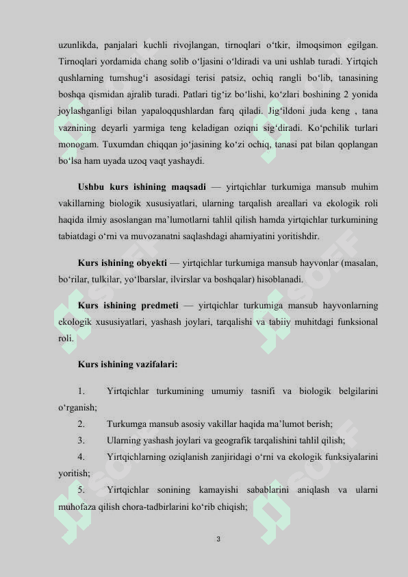 Yirtqichlar turkumi muhim vakillari, tarqalishi va ekologiyasi 3