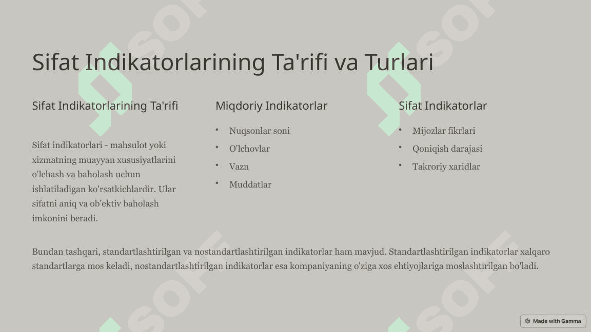Mahsulot Sifatini Baholashda Indikatorlarning Muhimligi 2